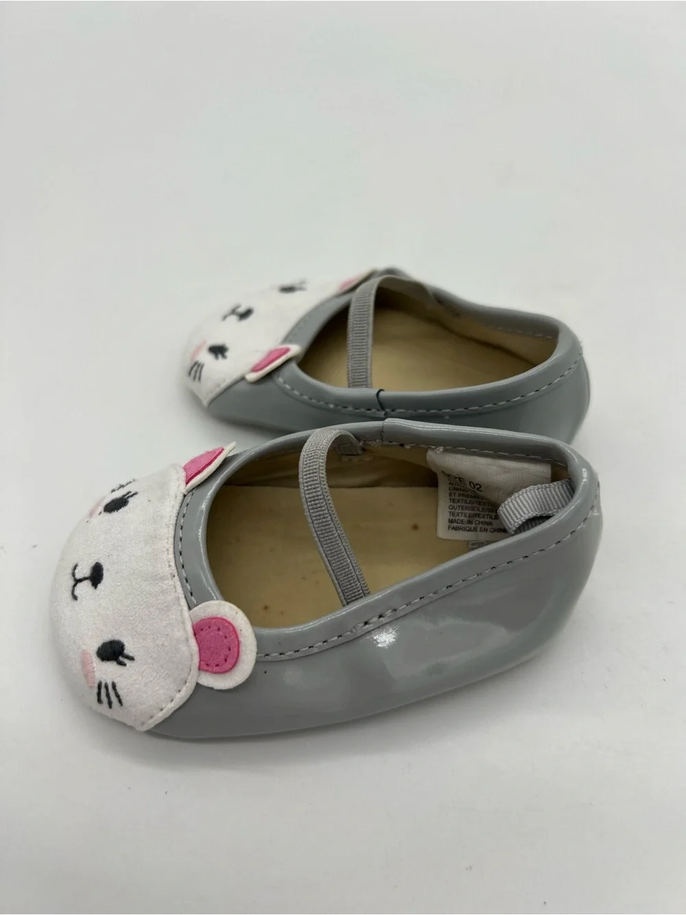 Baby Girl Gymboree Size 2 Kitty Shoes Gray Pink